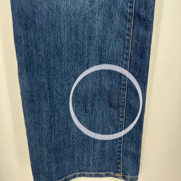 Eddie Bauer 14 / 32 LONG Dark Wash Blue Jeans Straight Leg Stretch SU5098 - Picture 8 of 11